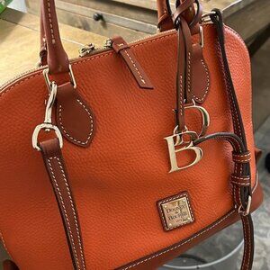 DOONEY AND BOURKE ZIP DOME SATCHEL CORAL IN TEXTURED PEBBLE GRAIN LEATHER